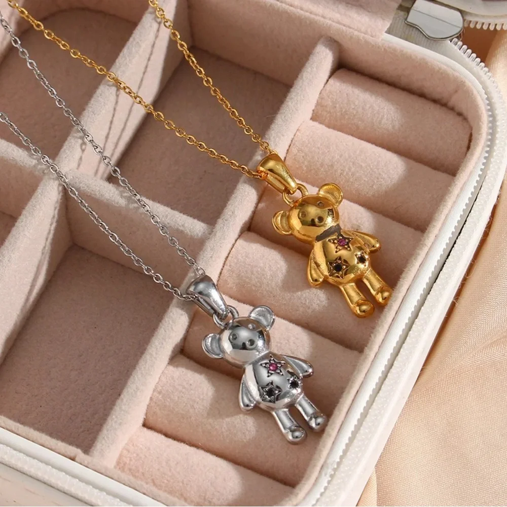 NEW 925 STERLING SILVER CUTE BEAR PENDANT NECKLACE, NICE NECKLACE, CUTE NECKLACE - Picture 3 of 4